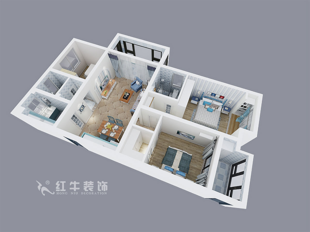 陸利民_碧景山莊6-201-117㎡-地中海風格_3室2廳2衛(wèi)（新房裝修）_成品家￥156700_全包15