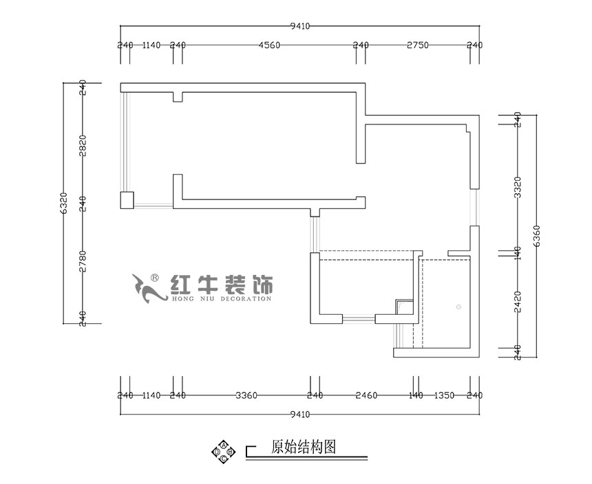 張智猿_銀龍四期11棟2-706-42㎡-現(xiàn)代簡(jiǎn)約風(fēng)格_1室1廳1衛(wèi)（老房裝修）_定制家￥79453_全包8萬00_01原始結(jié)構(gòu)圖