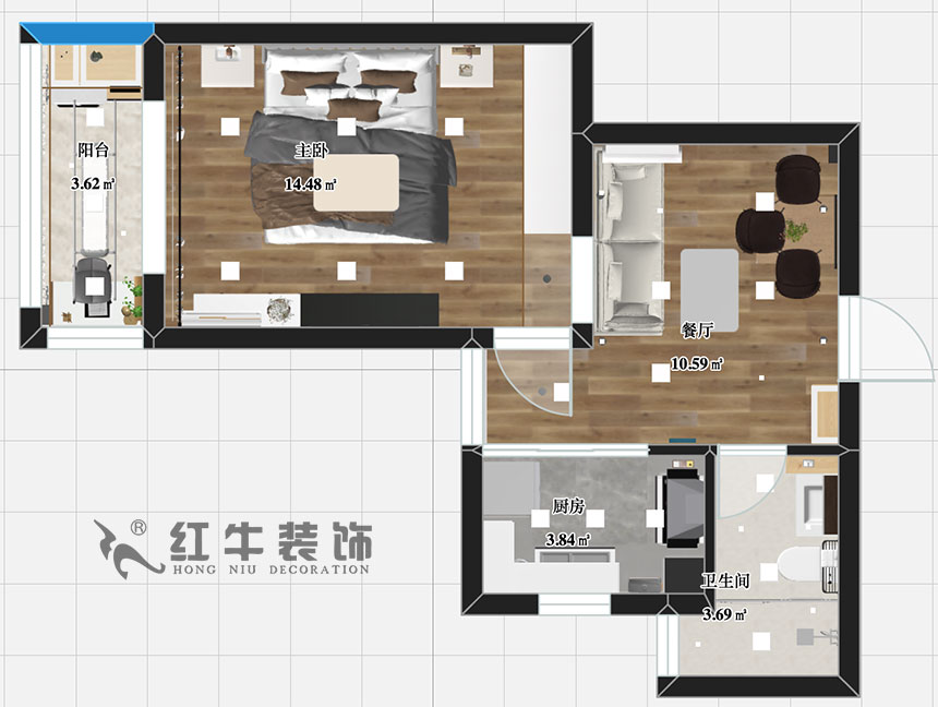 張智猿_銀龍四期11棟2-706-42㎡-現(xiàn)代簡(jiǎn)約風(fēng)格_1室1廳1衛(wèi)（老房裝修）_定制家￥79453_全包8萬00_03彩平圖