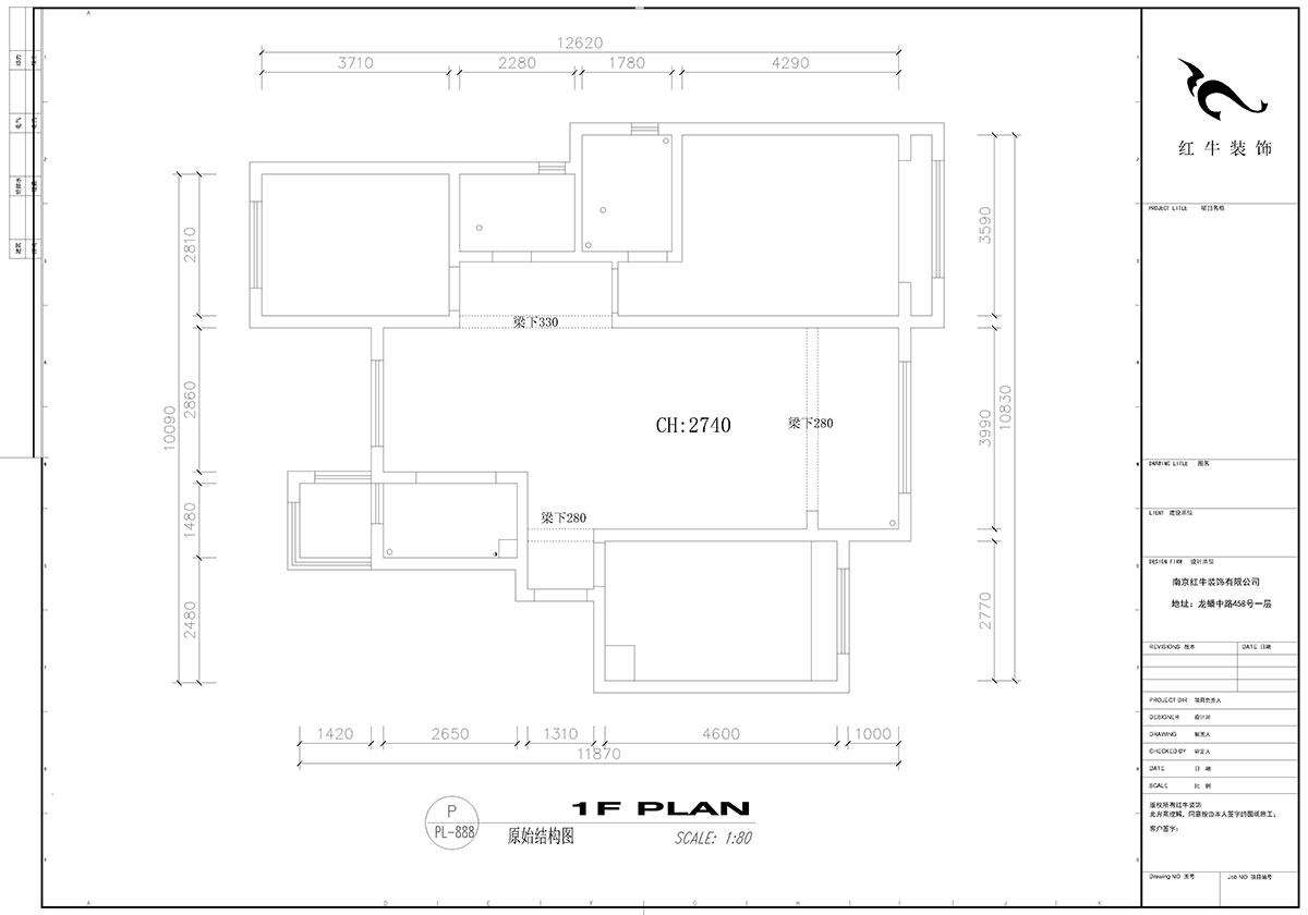 【實(shí)景案例】高靈慧｜弘陽(yáng)時(shí)光印象1-201-115㎡-現(xiàn)代風(fēng)格｜3室2廳2衛(wèi)｜定制家￥154784｜全包15萬(wàn)｜00_01原始結(jié)構(gòu)圖