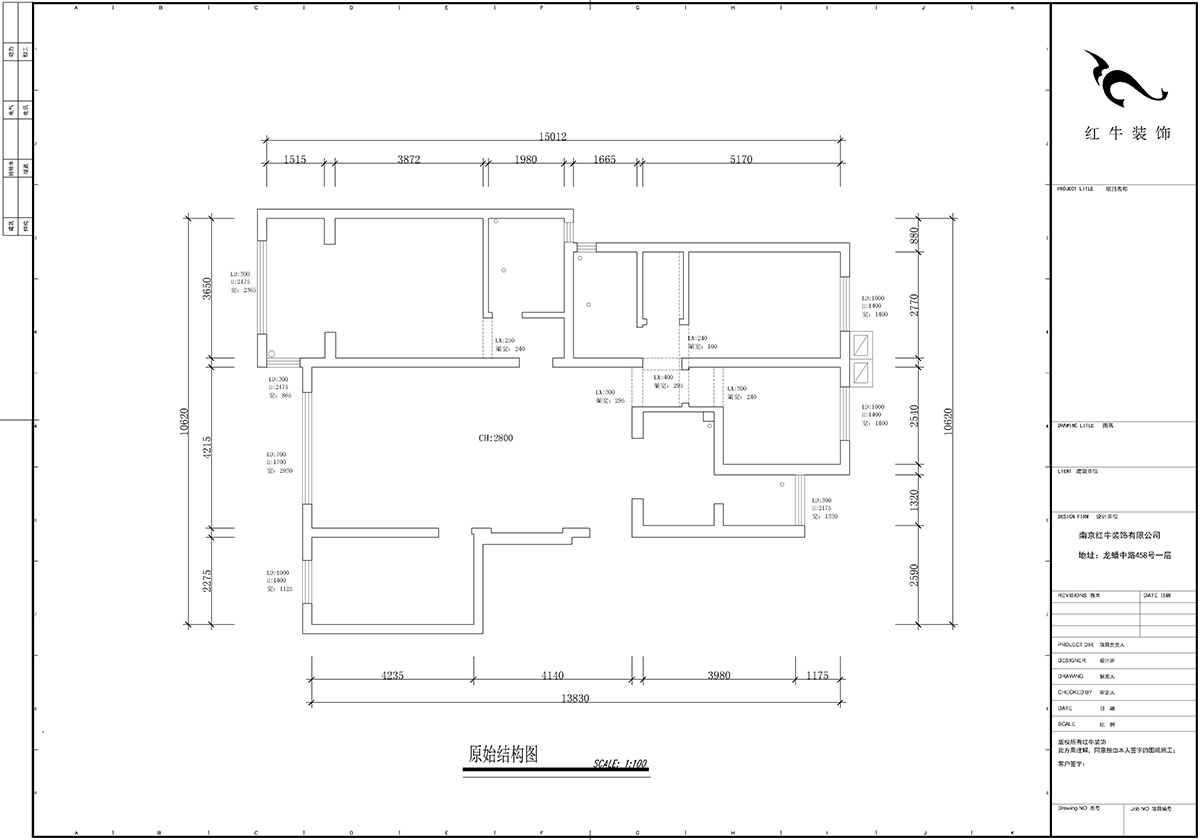 【實景案例】蔣琛｜紫金東郡2-302-135㎡-現(xiàn)代風(fēng)格｜4室2廳2衛(wèi)｜定制家￥190562｜全包23萬｜00_01原始結(jié)構(gòu)圖