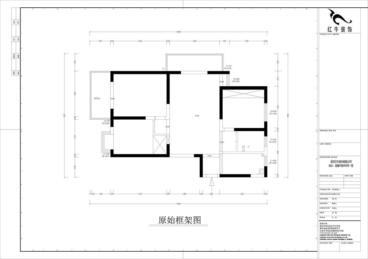 孟憲濤｜七彩星城2-2406-120㎡-簡(jiǎn)約風(fēng)格｜3室1廳1衛(wèi)｜老房裝修｜定制家￥160000｜全包16萬(wàn)｜00_01原始框架圖