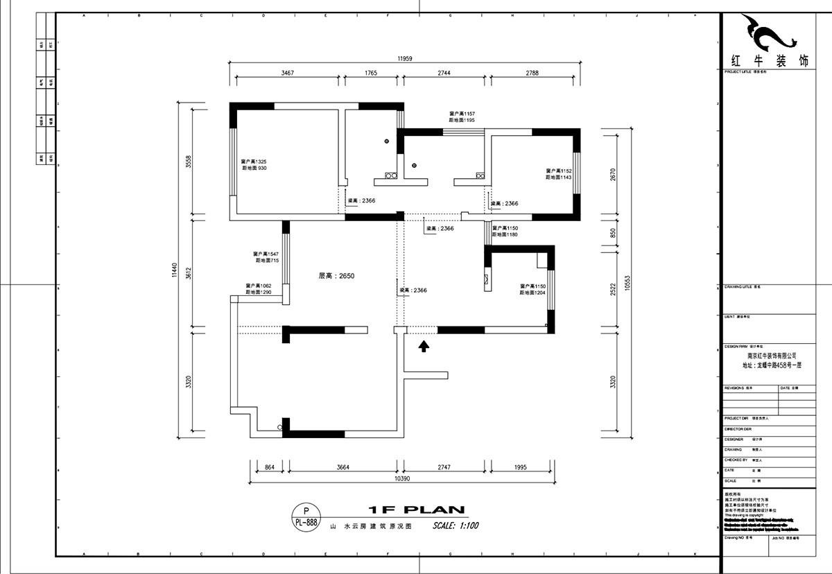 魏明花｜山水云房37-1502-123㎡-現(xiàn)代簡約風(fēng)格｜3室2廳2衛(wèi)｜毛坯房裝修｜定制家｜全包12萬｜00_01建筑原況圖