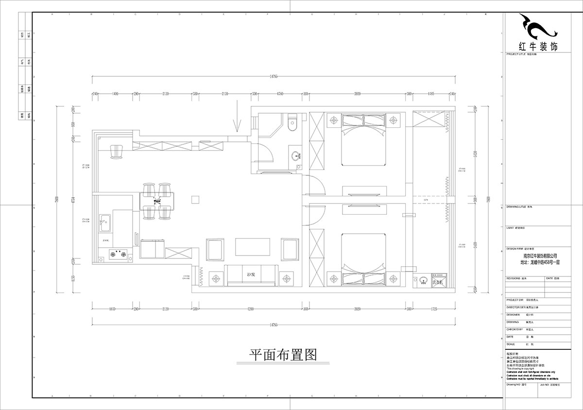 孟憲濤｜估衣廊18-3-305-100㎡-簡約風格｜3室2廳1衛(wèi)｜老房裝修｜定制家｜全包14萬｜00_02平面布置圖