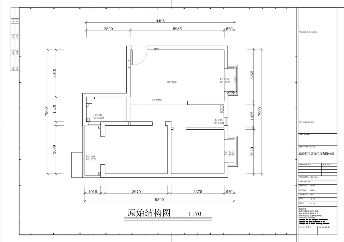 蔣?。偌液骰▓@倫敦城23-801-75㎡-復(fù)古風｜2室1廳1衛(wèi)｜二手房裝修｜定制家｜全包12萬｜00_01原始結(jié)構(gòu)圖