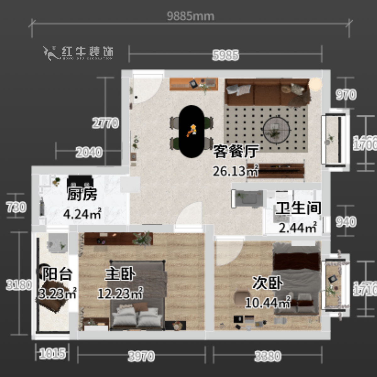 蔣?。偌液骰▓@倫敦城23-801-75㎡-復(fù)古風｜2室1廳1衛(wèi)｜二手房裝修｜定制家｜全包12萬｜00_03平面彩圖