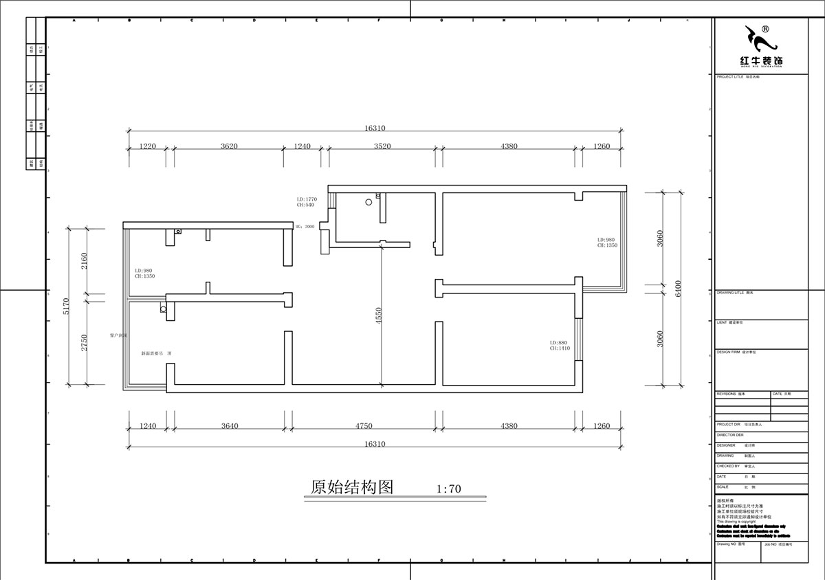 蔣琛｜金舟花園4-3-806-100㎡-現(xiàn)代簡約風格｜3室2廳1衛(wèi)｜老房裝修｜定制家｜全包12萬｜00_01原始結構圖